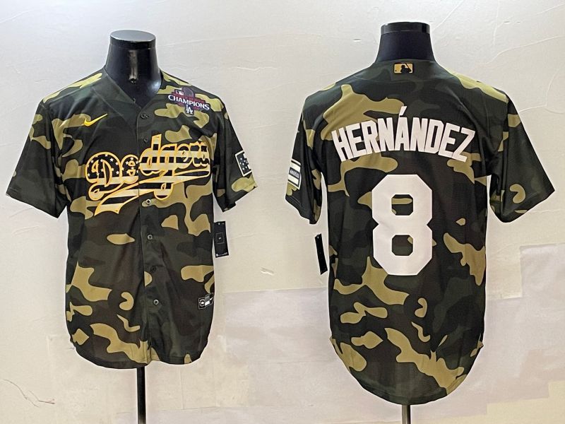 Men Los Angeles Dodgers #8 Hernandez Camo Joint Name 2025 Nike MLB Jersey style 4